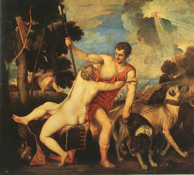 Venus and Adonis, 1553-54 by Titian Ramsey Peale Oil Painting reproduction