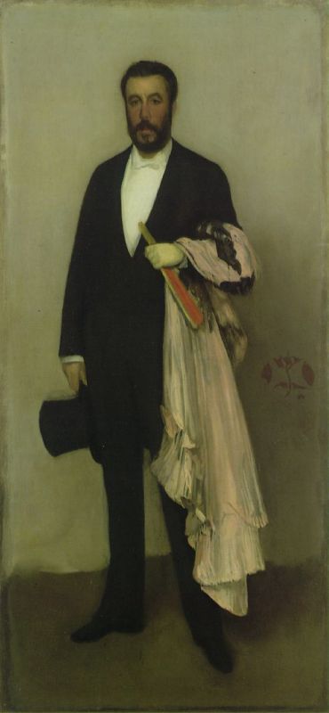 Arrangement in Flesh Colour and Black, Portrait of Theodore Duret  1883-84  by James McNeill Whistler Oil Painting reproduction