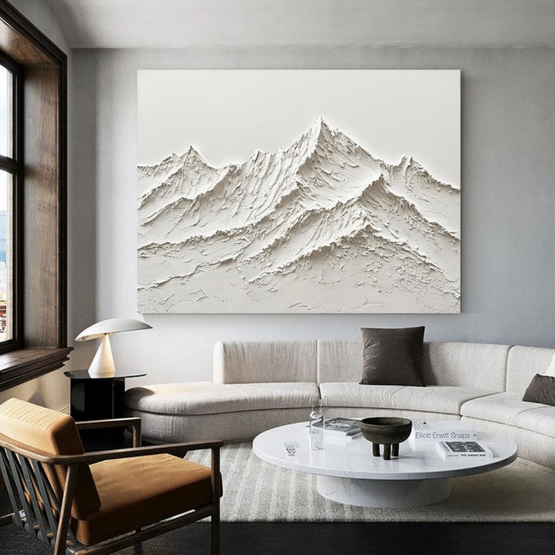 3D textured canvas art, modern mountain wall art,living room show