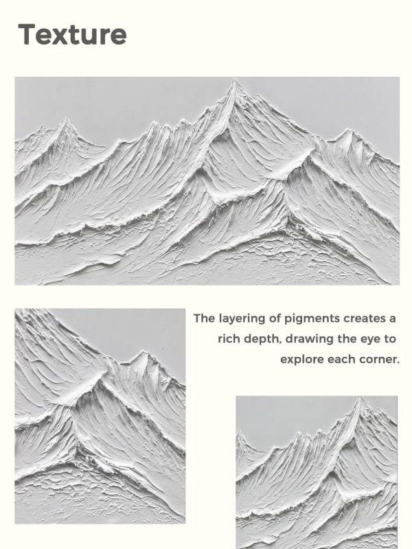 Abstract 3D Textured Mountain Landscape - Modern Canvas Wall Art for Living Room, Bedroom, Office Décor PT002