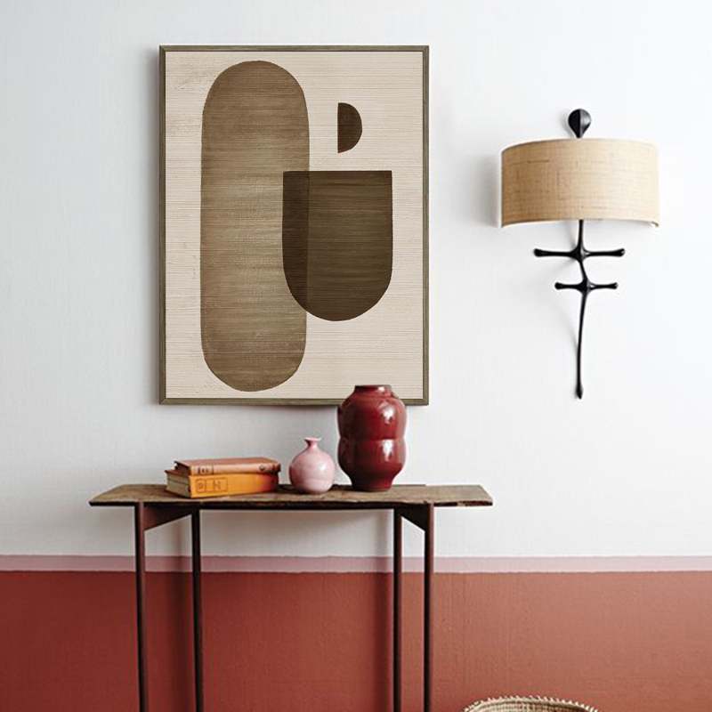 Wabi-Sabi Abstract Painting WS103 - Hand-Painted Minimalist Art with Geometric Design for Modern Home Decor
