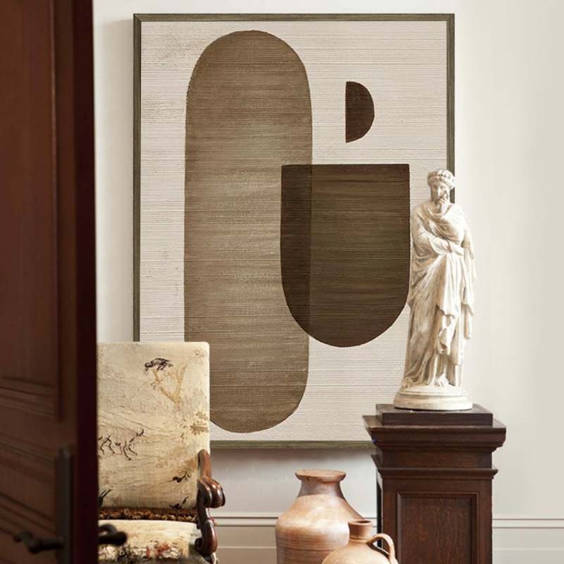 Wabi-Sabi Abstract Painting WS103 - Hand-Painted Minimalist Art with Geometric Design for Modern Home Decor