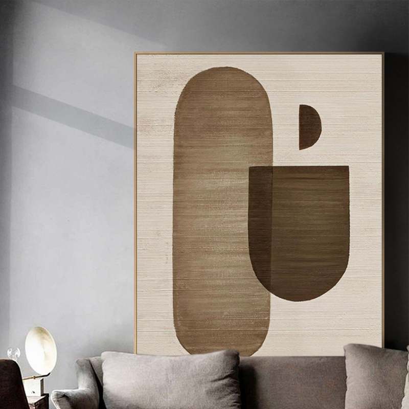 Wabi-Sabi Abstract Painting WS103 - Hand-Painted Minimalist Art with Geometric Design for Modern Home Decor