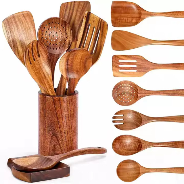 Acacia Wooden Kitchen Utensil Set – Natural Cooking Tools