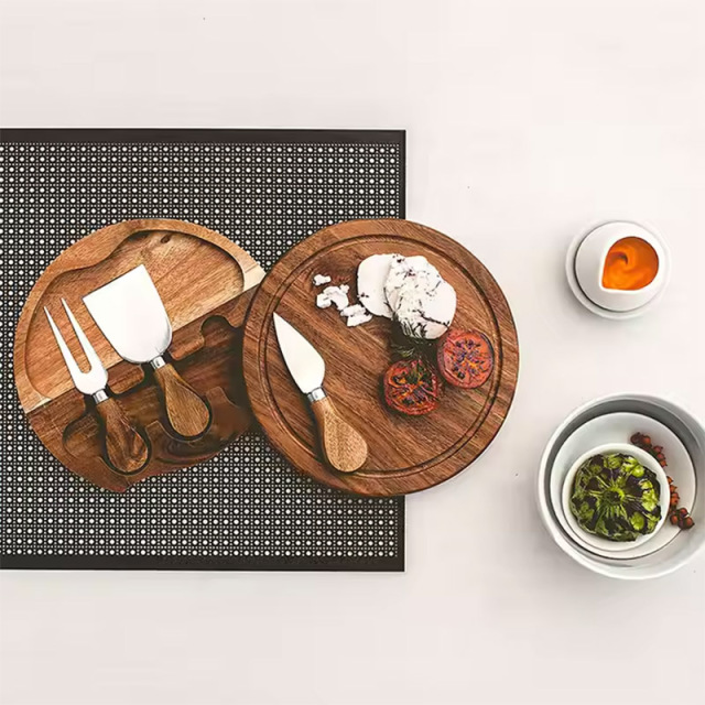 Round Acacia Wooden Cheese Serving Platter – Premium Serving Board