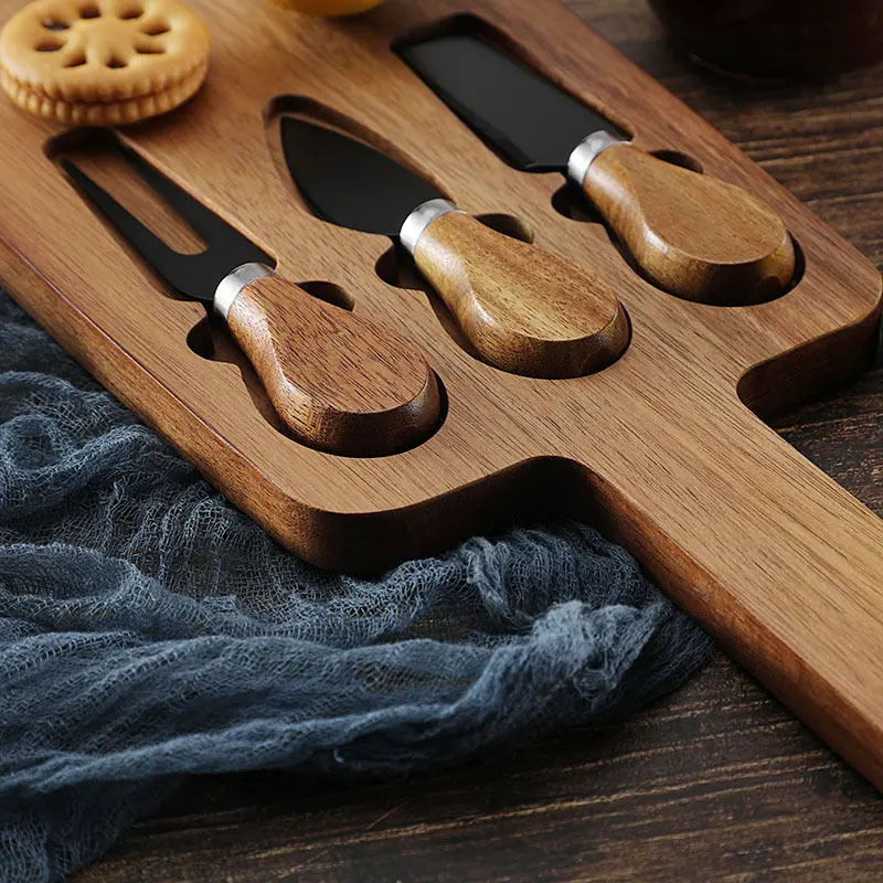 Acacia Wooden Cheese Cutting Board Set – Natural & Eco-Friendly Charcuterie Board