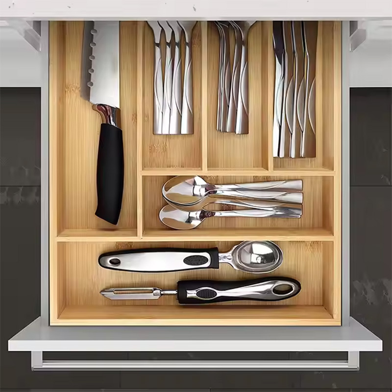 Wholesale Bamboo Cutlery Tray Drawer Organizer