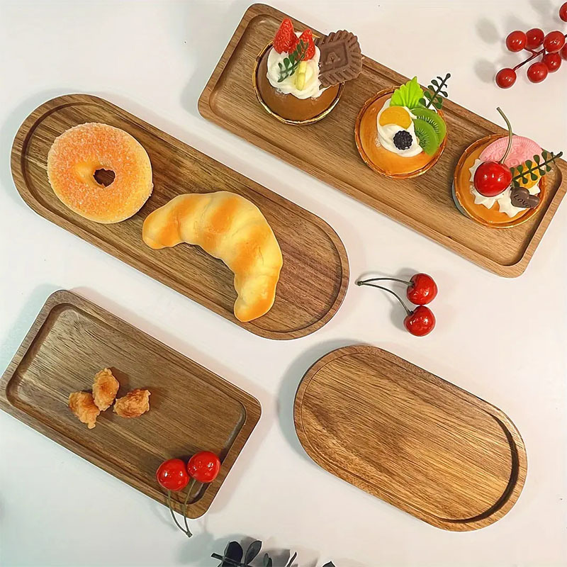Acacia Wooden Appetizer Plate – Natural Serving & Snack Tray