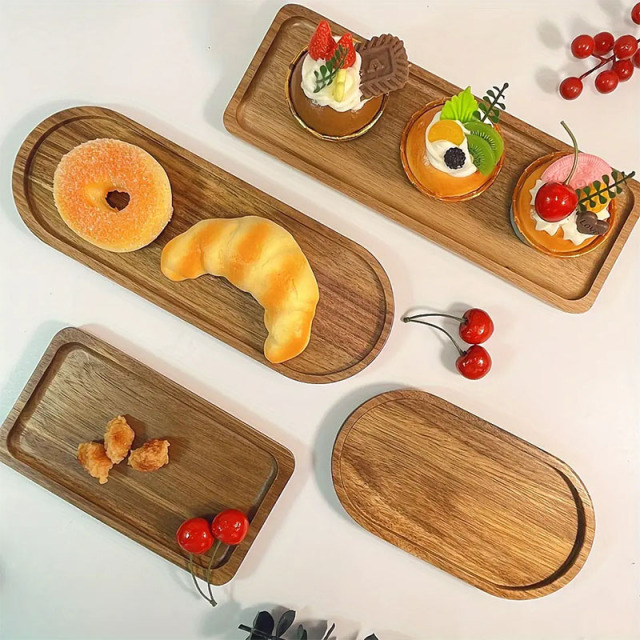 Acacia Wooden Appetizer Plate – Natural Serving & Snack Tray