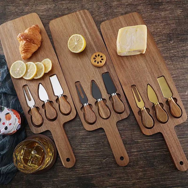 Acacia Wooden Cheese Cutting Board Set – Natural & Eco-Friendly Charcuterie Board