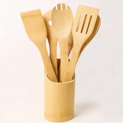 6 pcs Cooking Tool  Wood Bamboo Kitchen Utensil Set