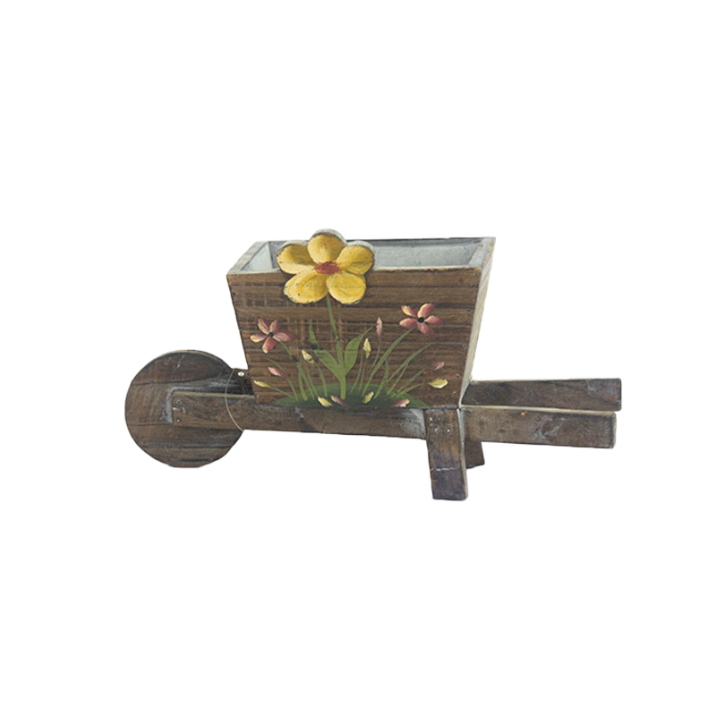 Wholesale Rustic Wooden Wheelbarrow Planter