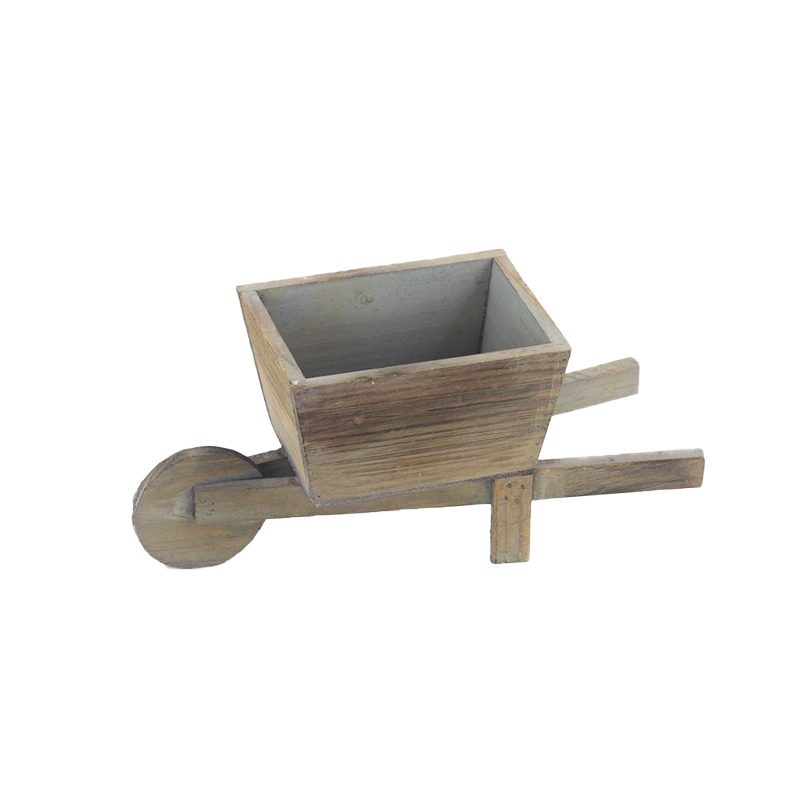 Wholesale Rustic Wooden Wheelbarrow Planter