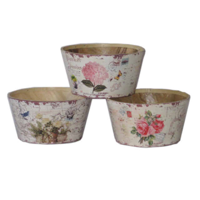 wholesale wooden flower boxes round