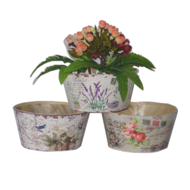 wholesale wooden flower boxes round