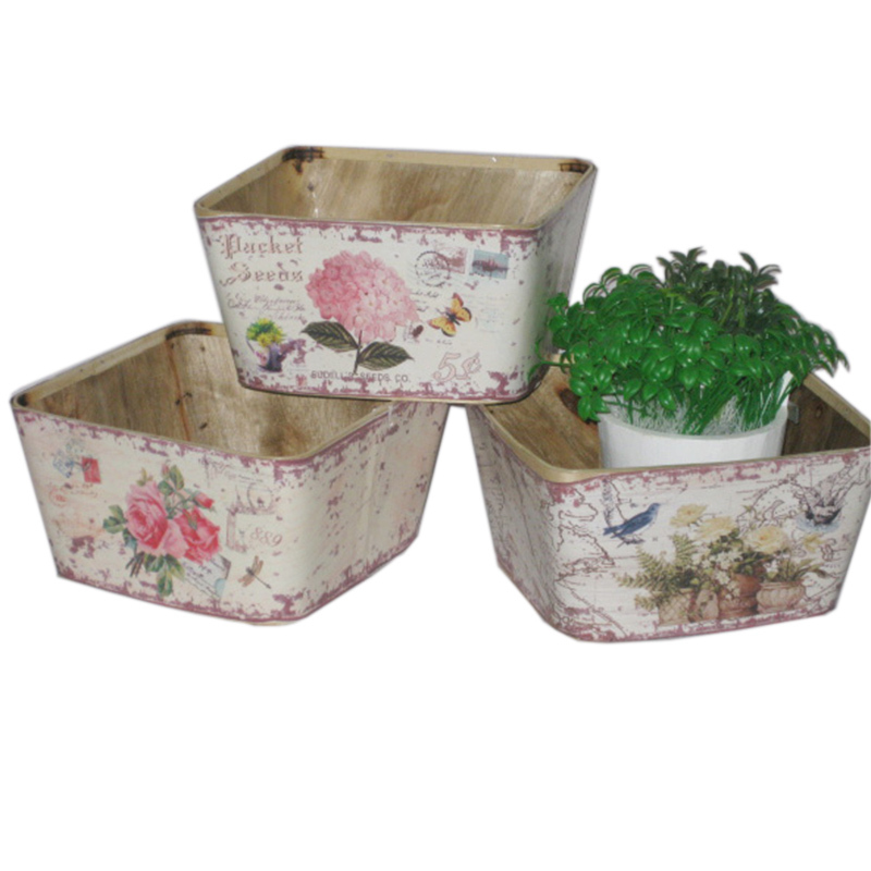 wholesale wooden flower boxes round