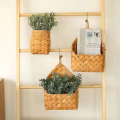 Hanging Basket Wooden Organizer Bag