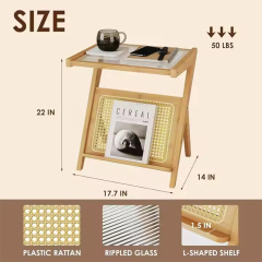 Bamboo Rattan Sofa Side Coffee Table