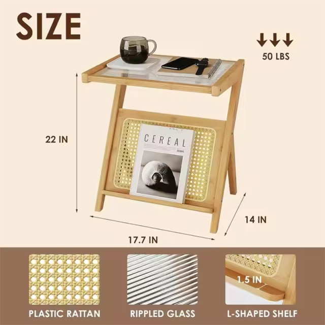 Bamboo Rattan Sofa Side Coffee Table