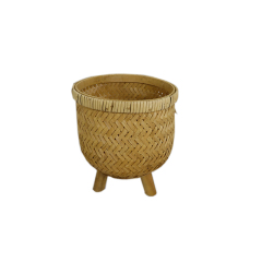 Decorative Woven Bamboo Storage with Wood Legs