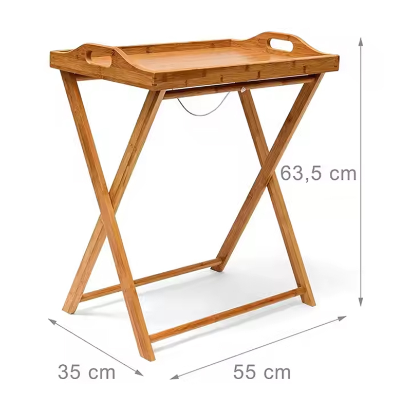 Bamboo Wood Bed Sofa Side Coffee Tray Table