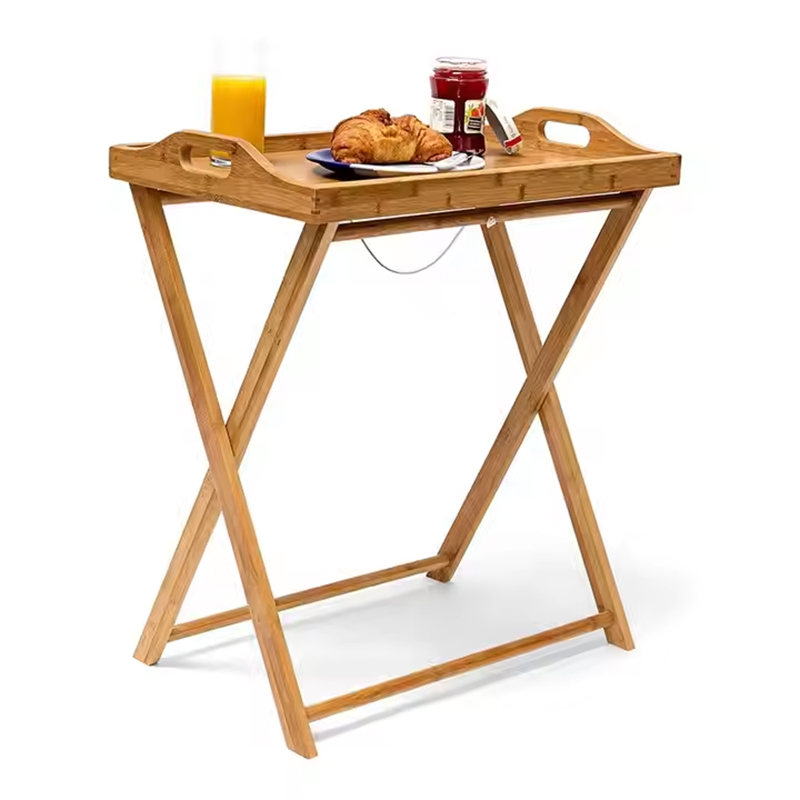 Bamboo Wood Bed Sofa Side Coffee Tray Table