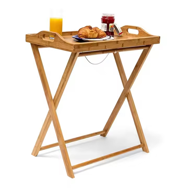 Bamboo Wood Bed Sofa Side Coffee Tray Table