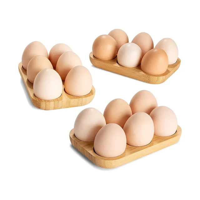 Kitchen Bamboo 6 Egg Holder for Refrigerator
