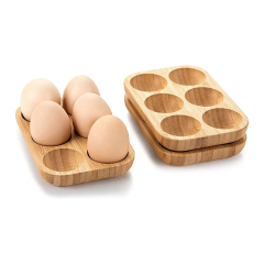Kitchen Bamboo 6 Egg Holder for Refrigerator