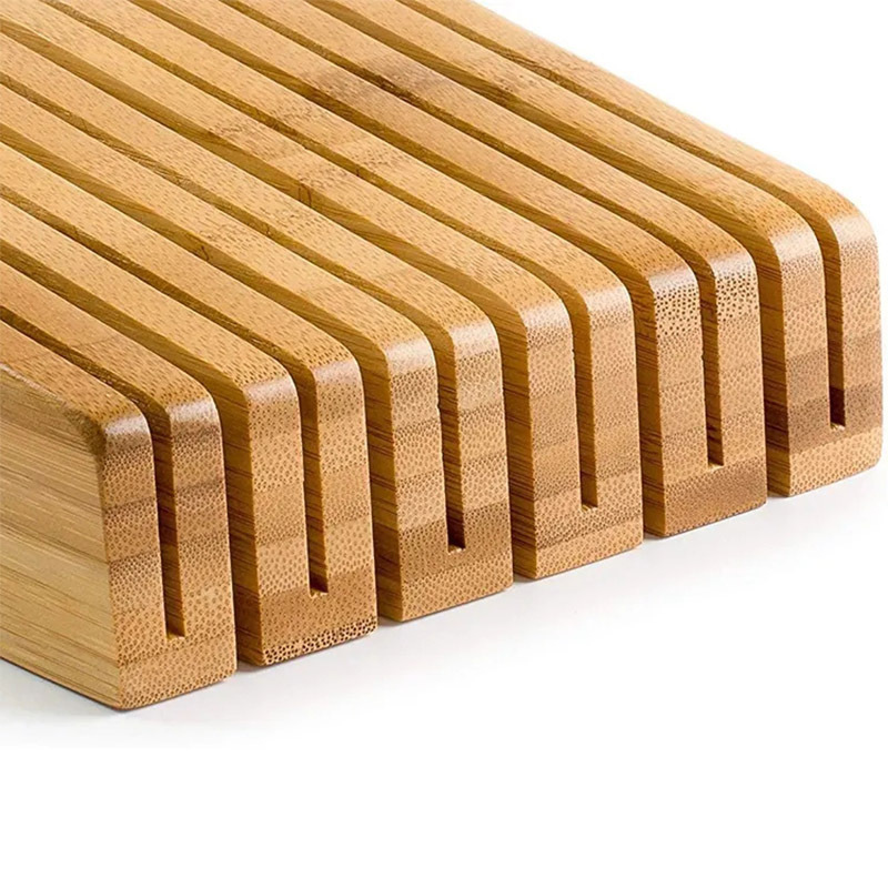 Kitchen Storage Universal Bamboo Knife Block in Drawer