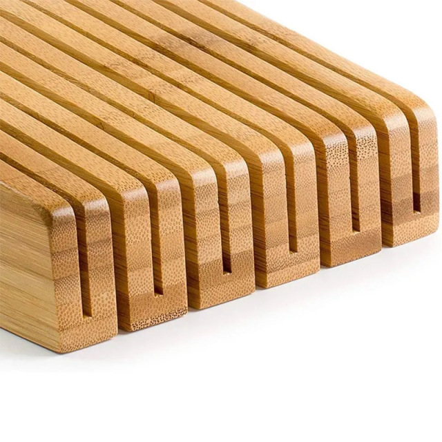 Kitchen Storage Universal Bamboo Knife Block in Drawer