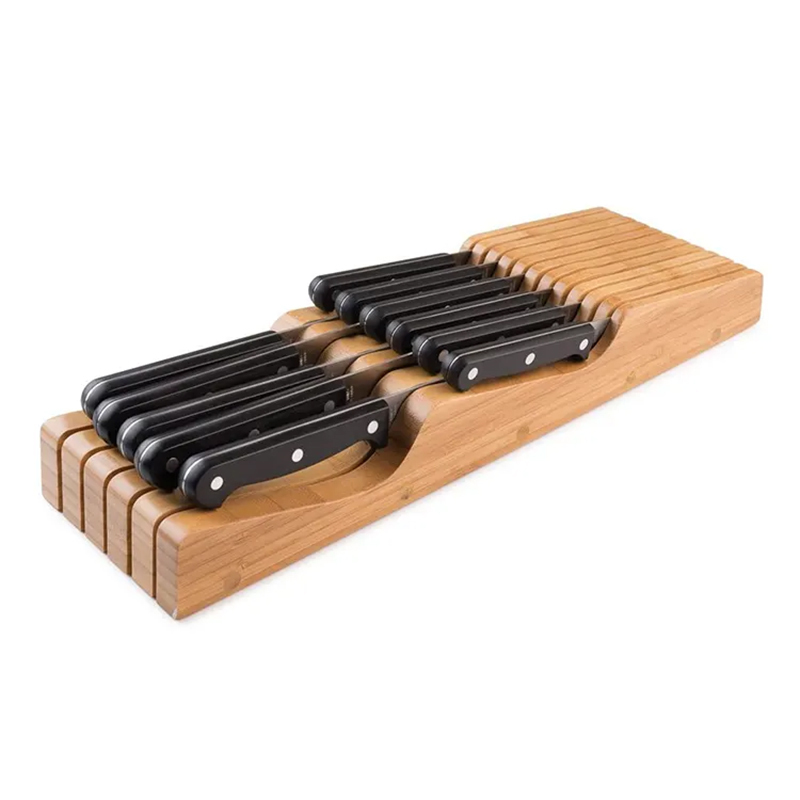 Kitchen Storage Universal Bamboo Knife Block in Drawer