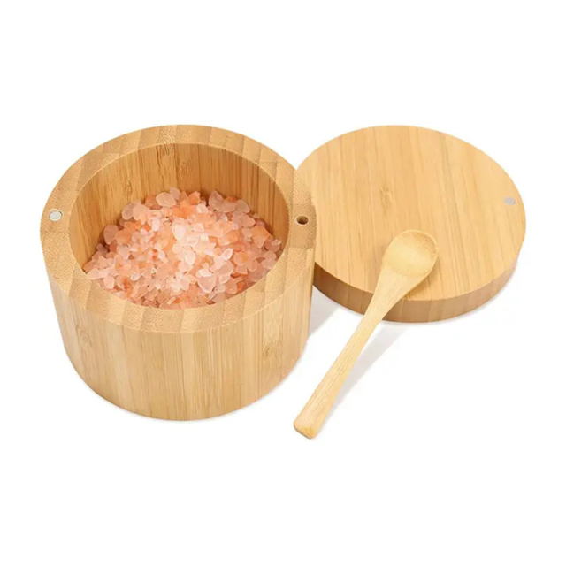 Bamboo Wood Spice Jar with Spoon