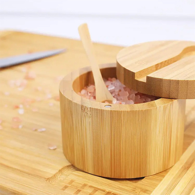 Bamboo Wood Spice Jar with Spoon