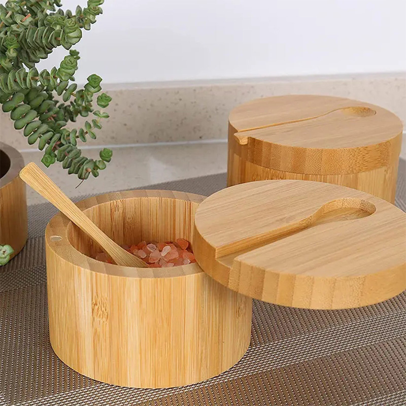 Bamboo Wood Spice Jar with Spoon