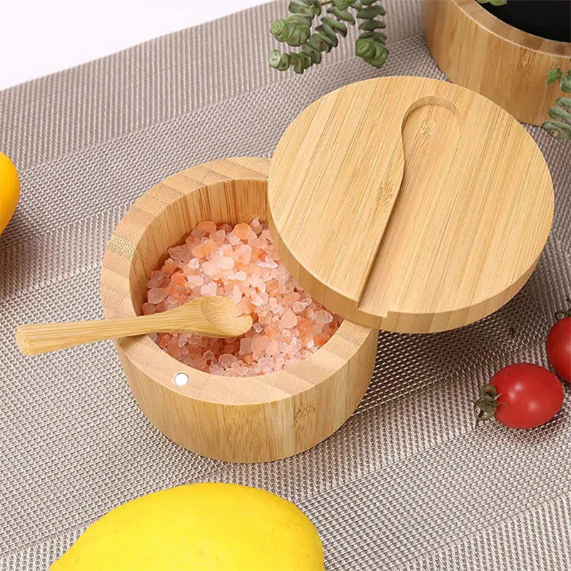 Bamboo Wood Spice Jar with Spoon