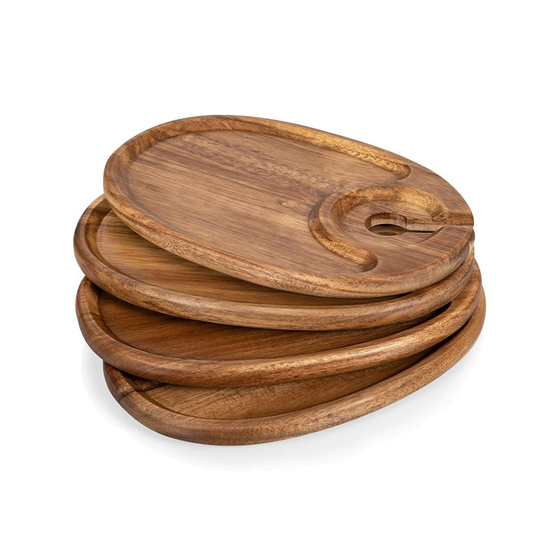 Acacia Wood Wine Appetizer Plates