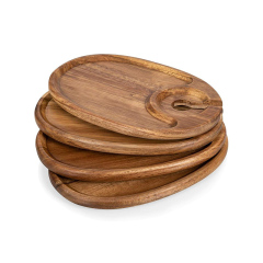 Acacia Wood Wine Appetizer Plates