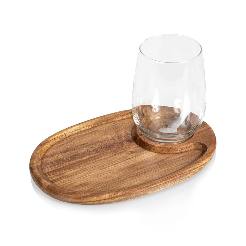 Acacia Wood Wine Appetizer Plates
