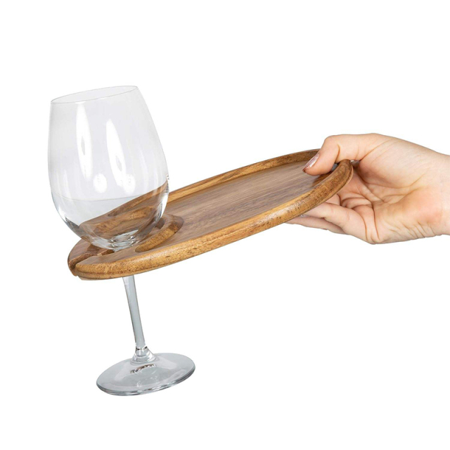 Acacia Wood Wine Appetizer Plates