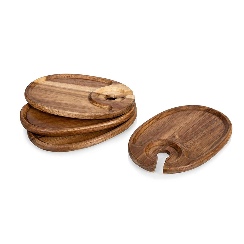 Acacia Wood Wine Appetizer Plates