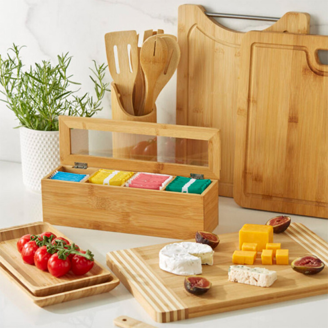 Bamboo Tea Bag Box Organizer