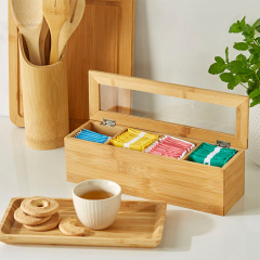 Bamboo Tea Bag Box Organizer