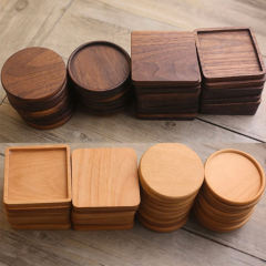 Wholesale Engraved Rustic Round Square Bamboo Walnut Wooden Coasters