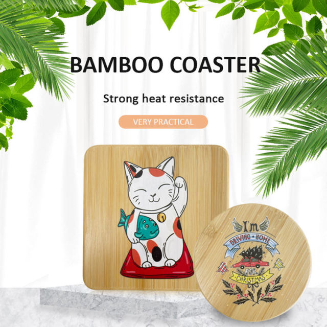 Factory Direct Sale Bamboo Drink Cup Coasters