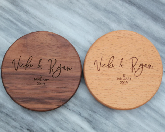 Wholesale Engraved Rustic Round Square Bamboo Walnut Wooden Coasters