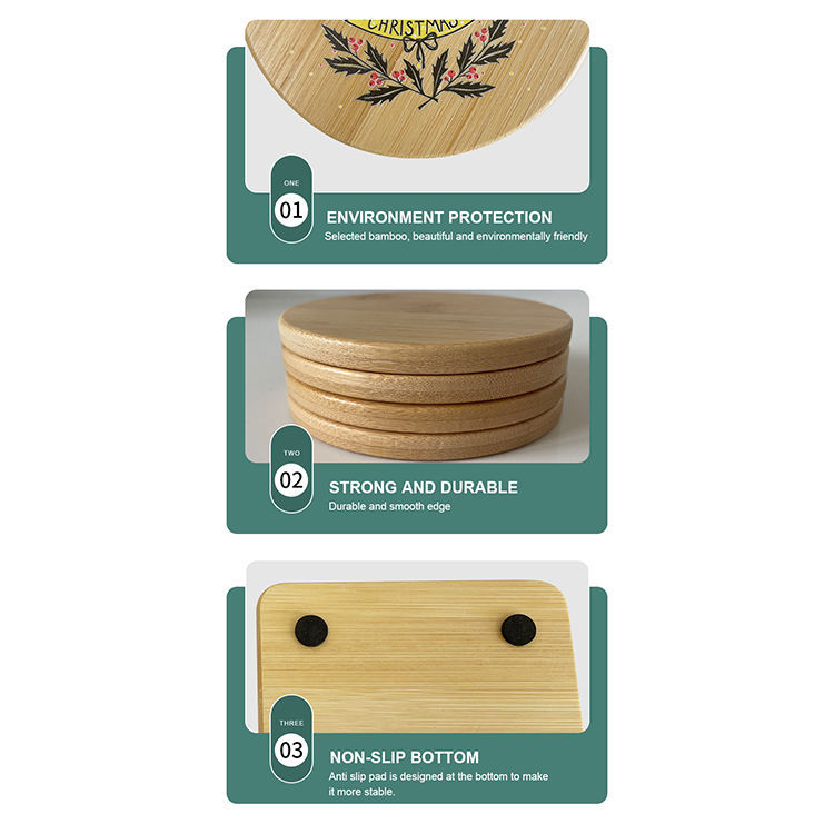 Factory Direct Sale Bamboo Drink Cup Coasters