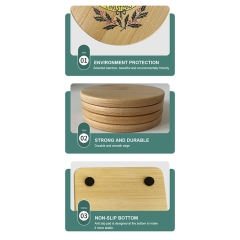 Factory Direct Sale Bamboo Drink Cup Coasters