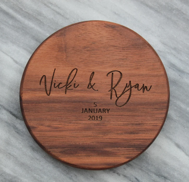Wholesale Engraved Rustic Round Square Bamboo Walnut Wooden Coasters