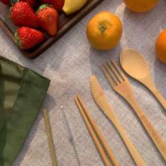 Bamboo Utensil  Set With Bag